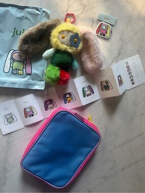 JuJu-CJ HENDRY Multicolor Plush Bunny JUJU Keychain with Fluffy Ears